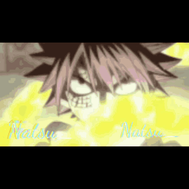 a close up of a fairy tail character with the name natsu