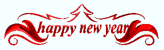 a sign that says happy new year with a red ribbon