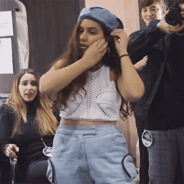 Fixing My Beret Alessia Cara GIF - Fixing My Beret Alessia Cara Getting Ready GIFs