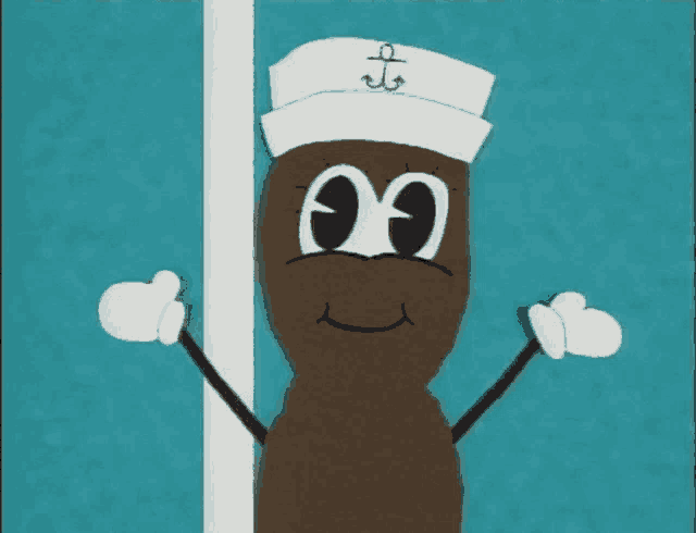 a cartoon character is wearing a sailor hat and giving a thumbs up
