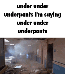a picture of a hospital hallway with smoke coming out of the ceiling .