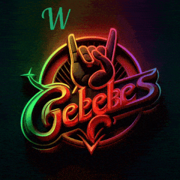 a neon sign that says welcome gebebes with a hand making a rock sign