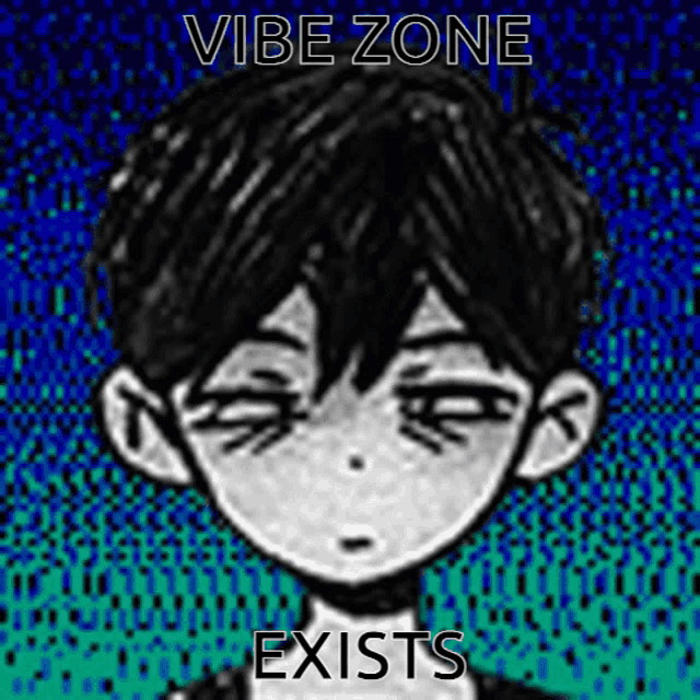 a black and white drawing of a boy with the words `` vibe zone exists '' written above it .