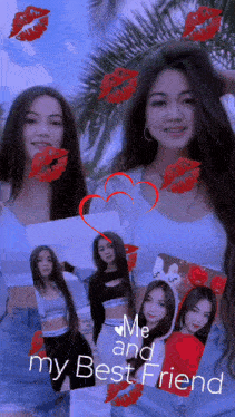 a picture of two girls with the words " me and my best friend " on the bottom