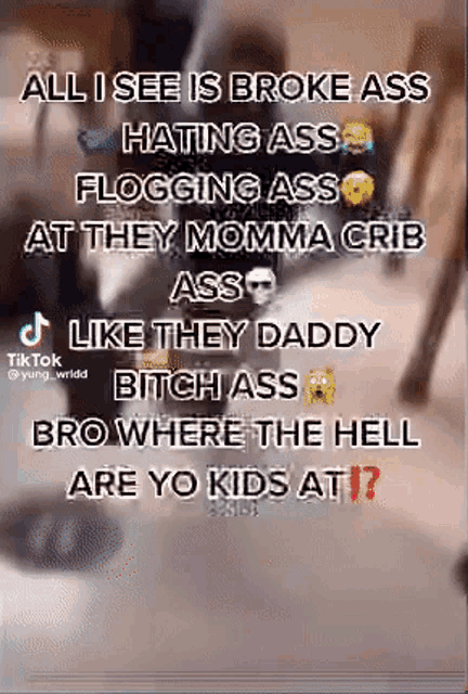 a screenshot of a tiktok video that says all i see is broke ass