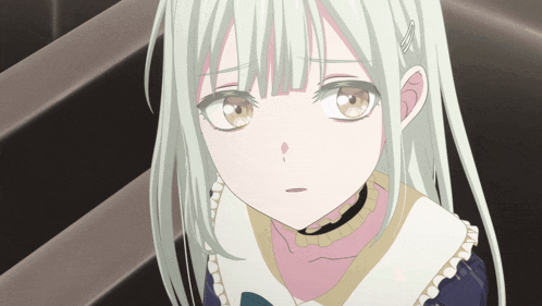 a girl with white hair and a choker on her neck
