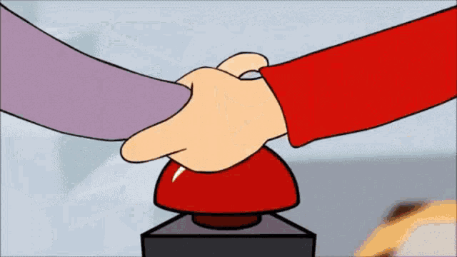 a cartoon of a person pressing a button