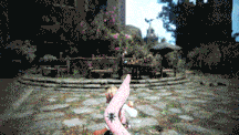 a pixelated image of a person holding a pink object