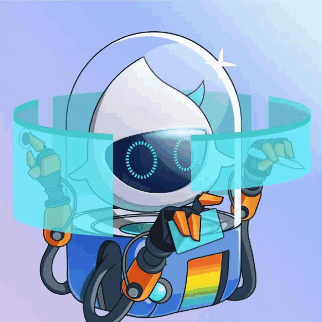 a cartoon of a robot wearing a helmet and glasses