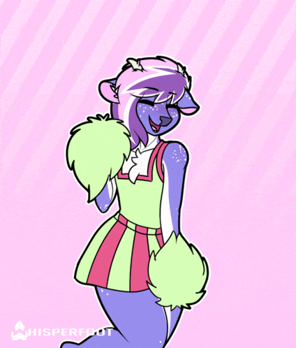a drawing of a cheerleader with the word whisperfoot on the bottom right