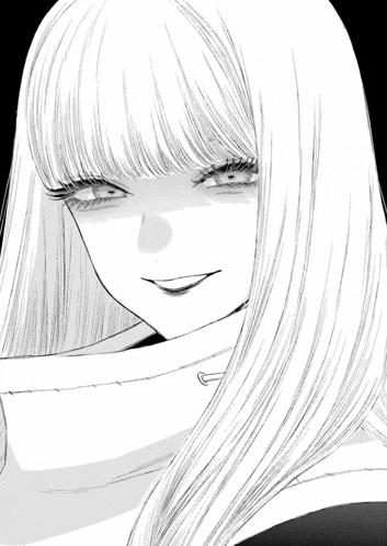 a black and white drawing of a woman with long hair
