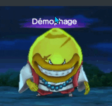 a yellow cartoon character with a purple arrow pointing to the words demohage