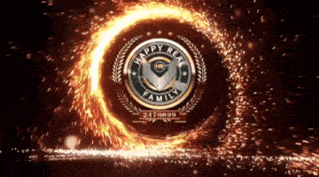 a logo for happy real family is surrounded by flames