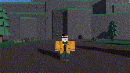 a cartoon character is standing on a road in a video game holding a sword .