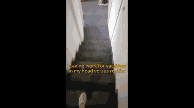 a video of a person leaving work for vacation