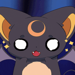 a cat with a crescent moon on its head
