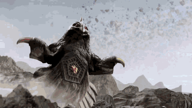 a monster is standing in the middle of a desert