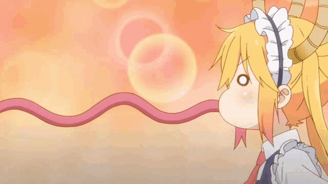 a cartoon character with a long tongue sticking out of her mouth