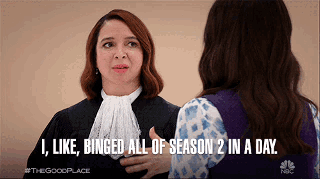 a nbc advertisement for the good place shows two women