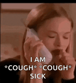 a woman is coughing while talking on a cell phone and says `` i am cough cough sick '' .