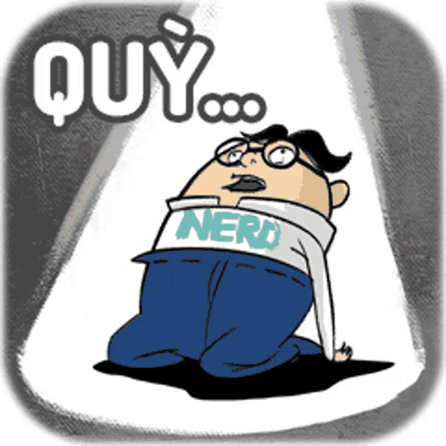 a cartoon of a man with glasses and a shirt that says nerd on it