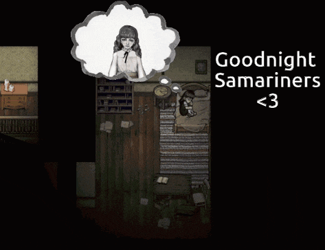 a screenshot of a video game with the words goodnight samariners < 3