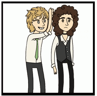 a cartoon of two men standing next to each other with the words roger please on the bottom