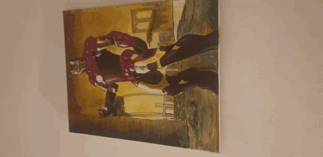 a painting of a man in a superhero costume