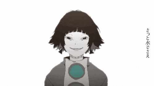 a black and white drawing of a girl with asian writing