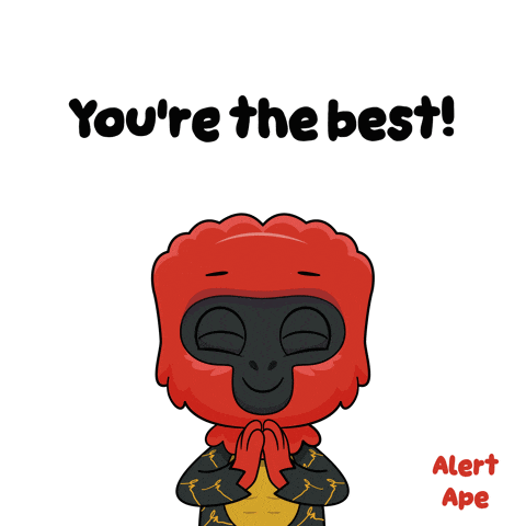 a cartoon gorilla says " you 're the best alert ape "