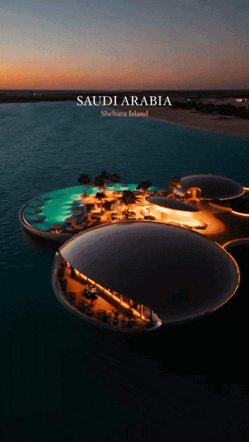 an aerial view of saudi arabia shebara island at dusk
