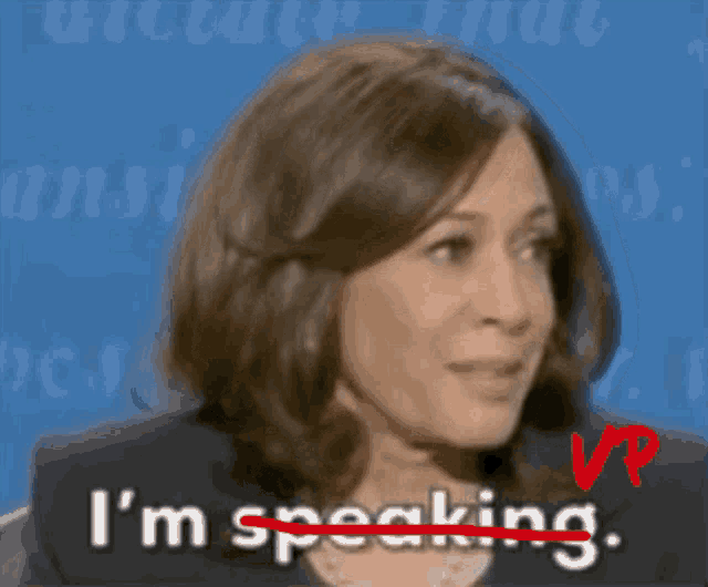 a woman says i 'm speaking with a red line going through her mouth