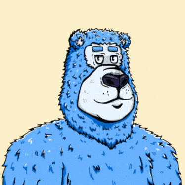 a cartoon drawing of a blue teddy bear