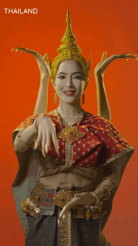 a painting of a woman in a traditional costume with the word thailand below her