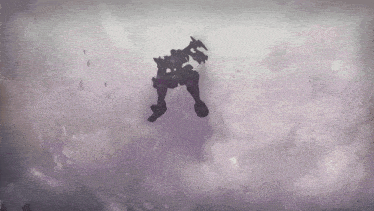 a silhouette of a robot flying through the air