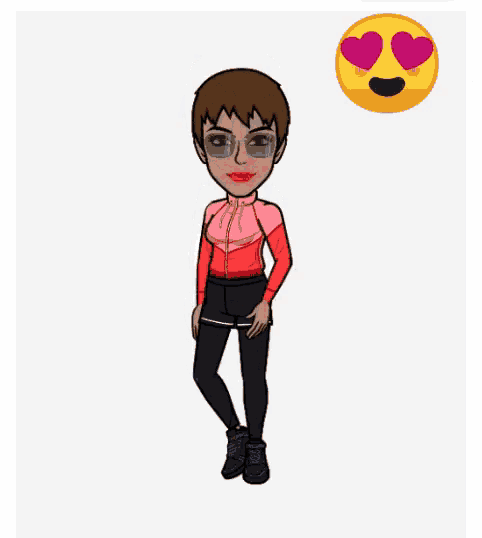 a cartoon of a woman with hearts in her eyes and a smiley face