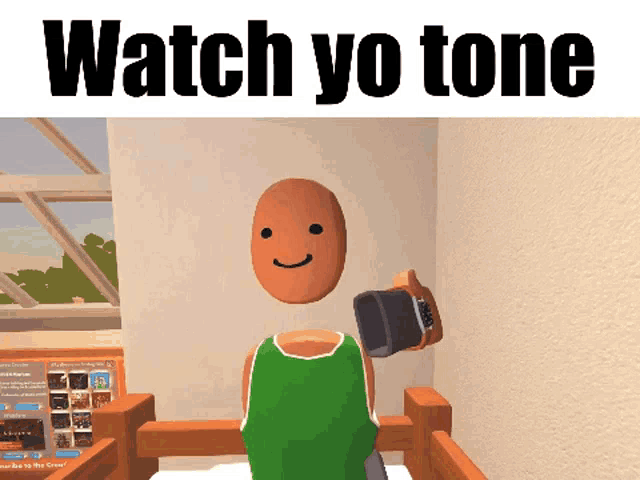 a picture of a cartoon character with the words watch yo tone on the top