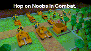 a cartoon of a battle scene with the words hop on noobs in combat on the bottom