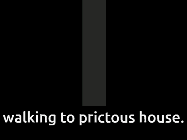 a black background with the words " walking to precious house " on it