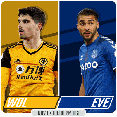 wolves and everton are playing a soccer match on nov 1 at 8:00 pm bst