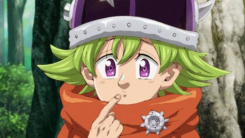 a little girl with green hair and purple eyes is wearing a purple hat and scarf