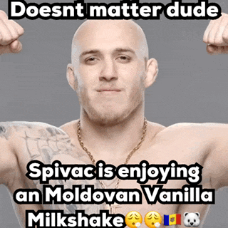 a picture of a shirtless man with the caption " doesnt matter dude spivac is enjoying an  moldovan vanilla milkshake "