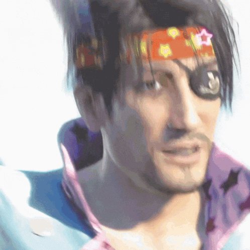 a man wearing a bandana with a star on it