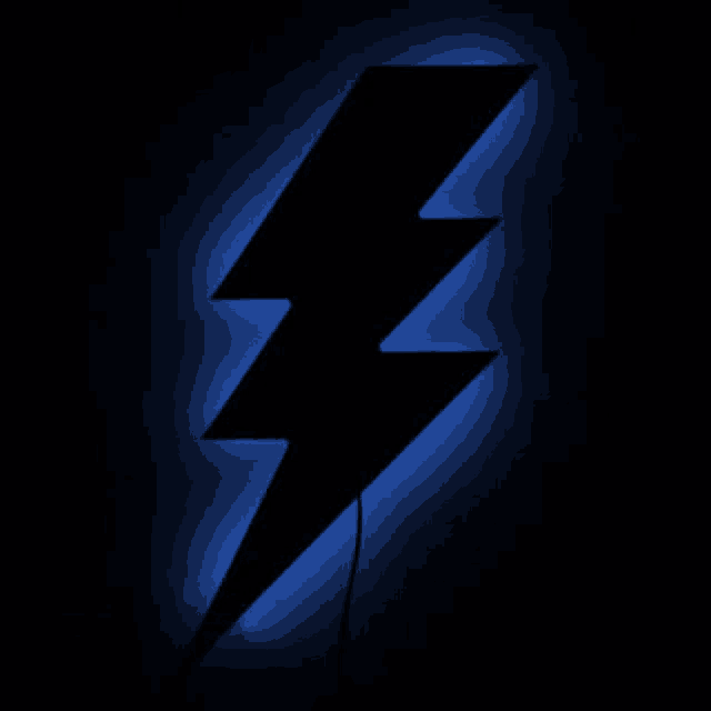 a lightning bolt with a blue light behind it on a black background