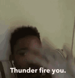 a boy is smoking a cigarette and says `` thunder fire you '' .