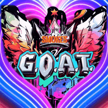 a colorful heart with the word goat in the middle
