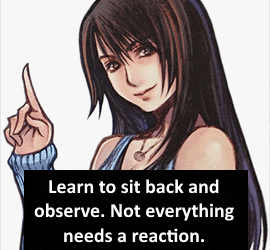 a picture of a girl with a quote that says learn to sit back and observe