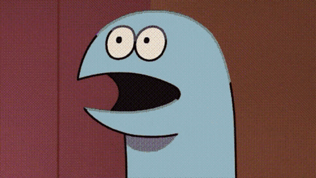 a cartoon of a dinosaur holding a pink object with its mouth open