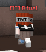a minecraft character is wearing a tnt hat