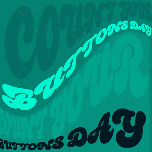 buttons day is written in green and white on a blue background